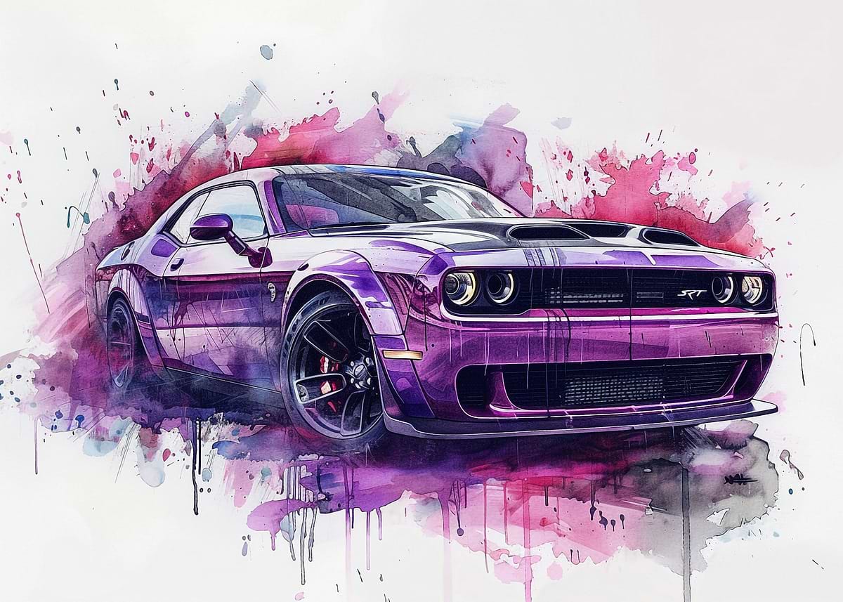 My Dodge Challenger SRT He' Poster, picture, metal print, paint by
