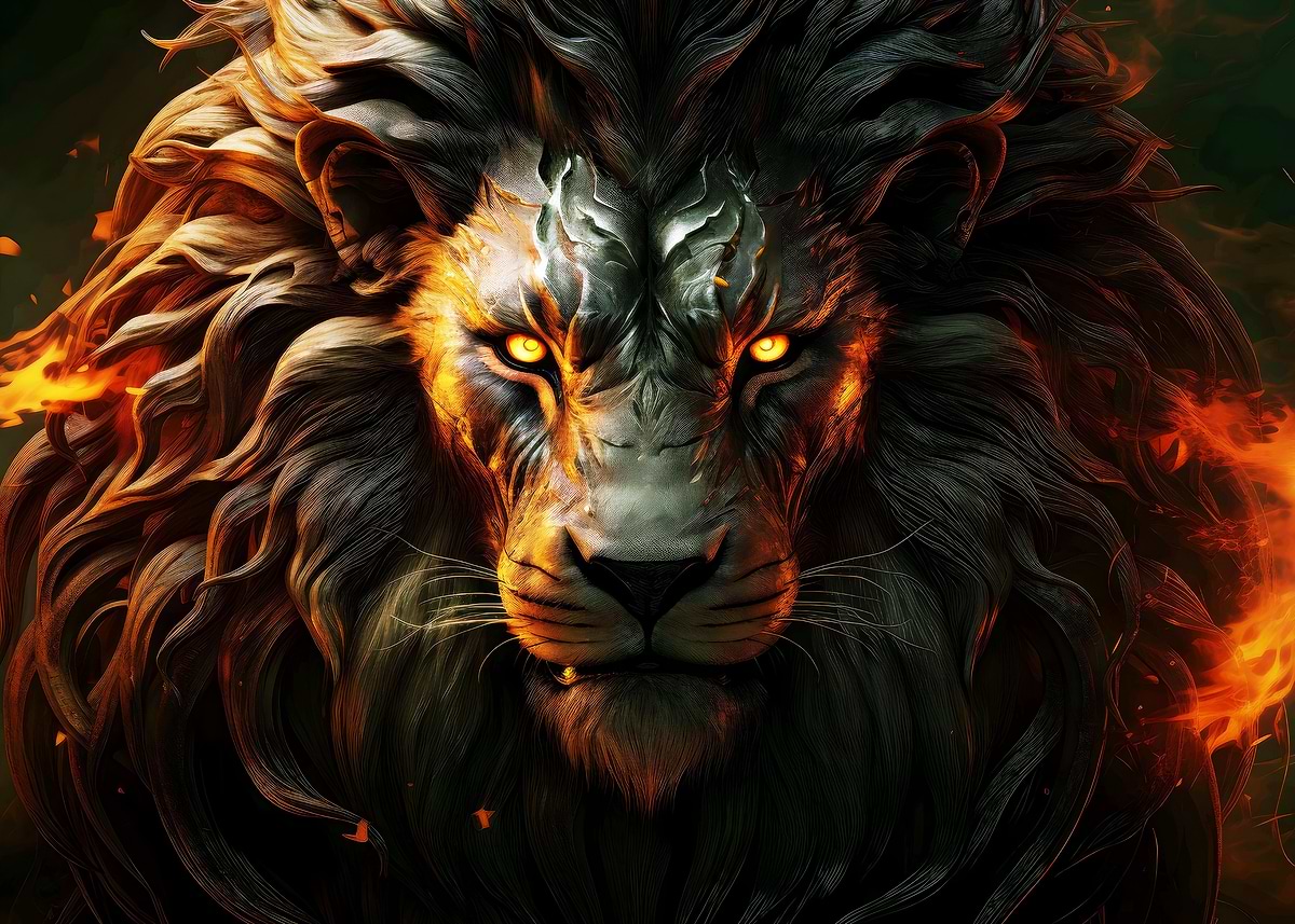 the lion' Poster, picture, metal print, paint by Daim Wong | Displate