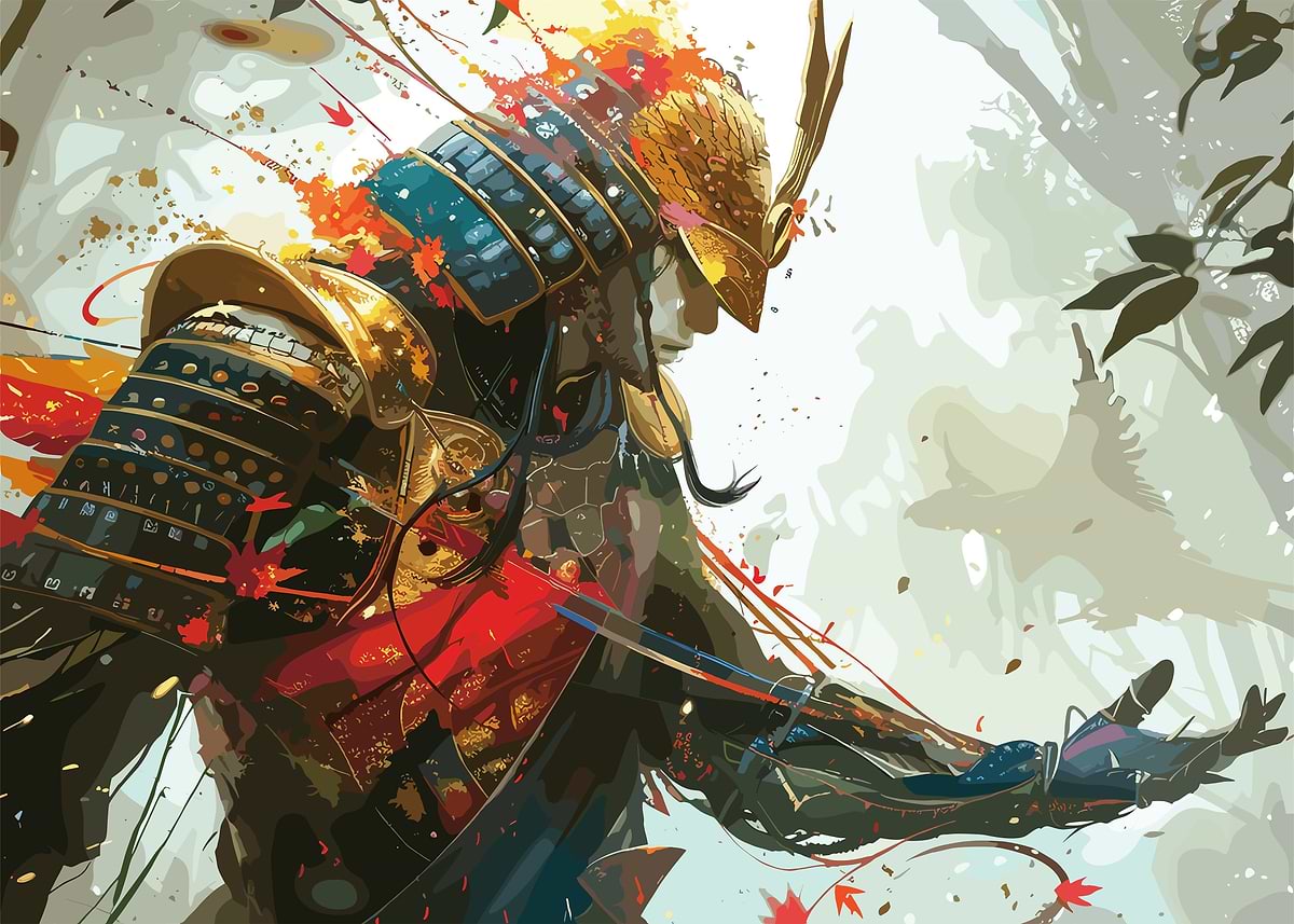 Japan Samurai Art Poster, Picture & Metal Print – Illustration