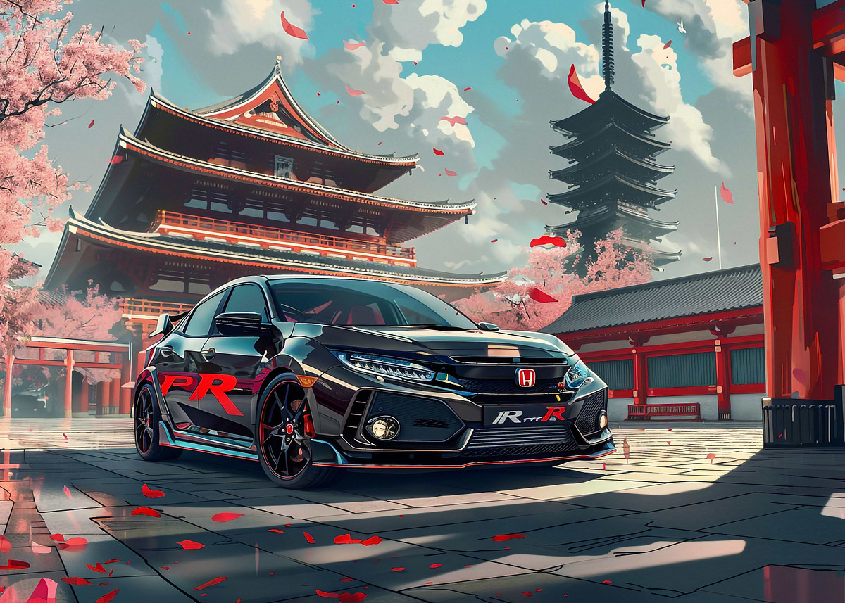 'A Honda Civic Type R car' Poster, picture, metal print, paint by ...