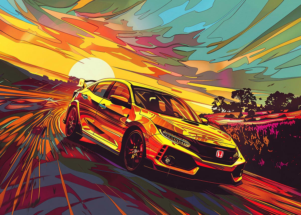 絵画 HONDA S8 S6 S6coupe 絵画 HONDA S8 S6 S6coupe Honda S800＆S600の絵 (car illustration