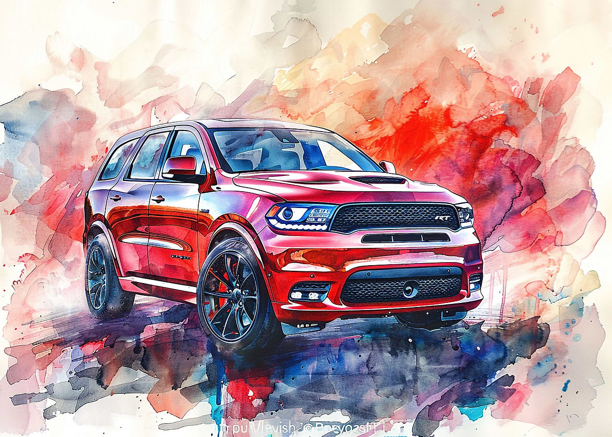Dodge Durango SRT' Poster, picture, metal print, paint by Victoria