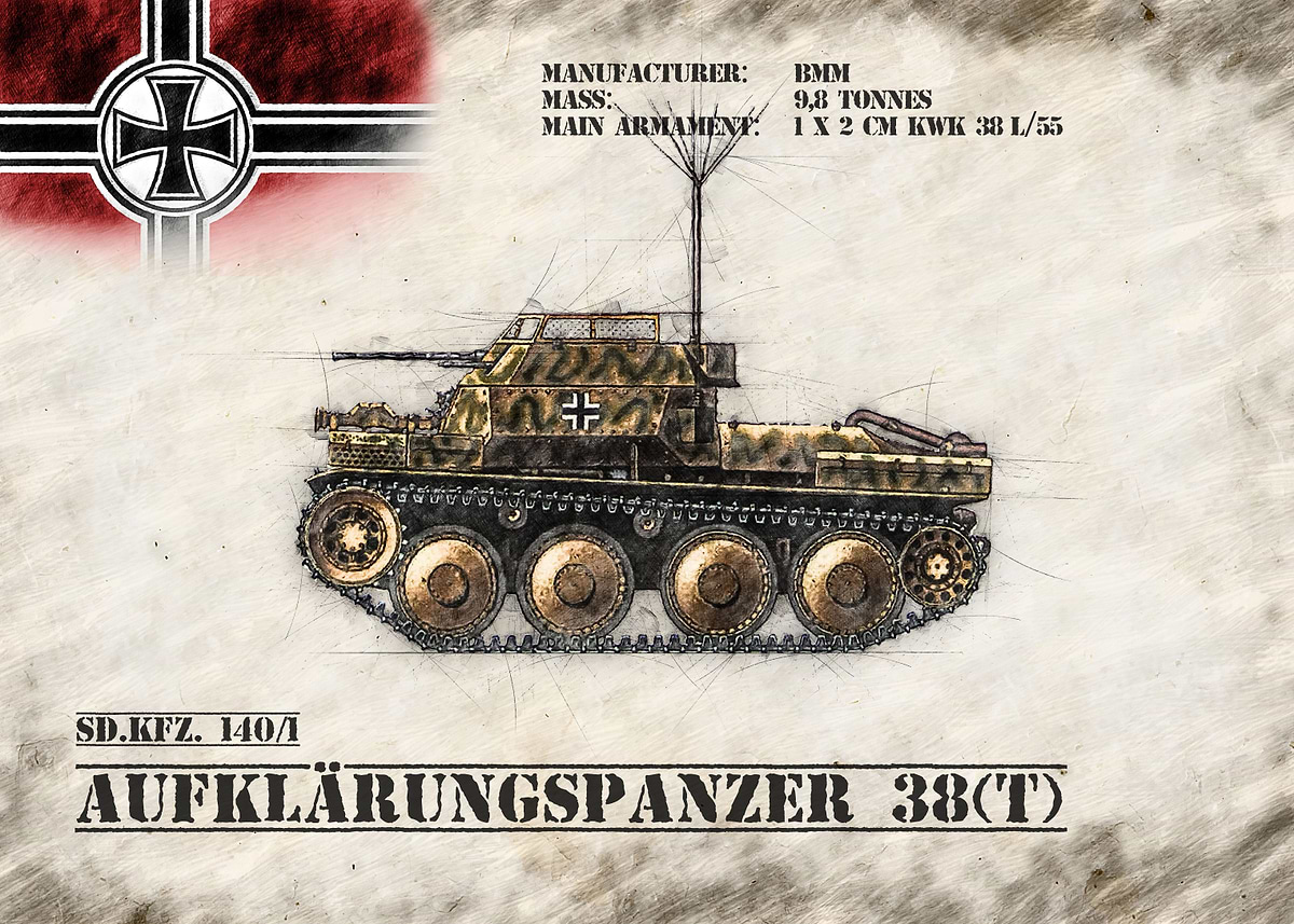 'Aufklarungspanzer 38t' Poster, picture, metal print, paint by ...