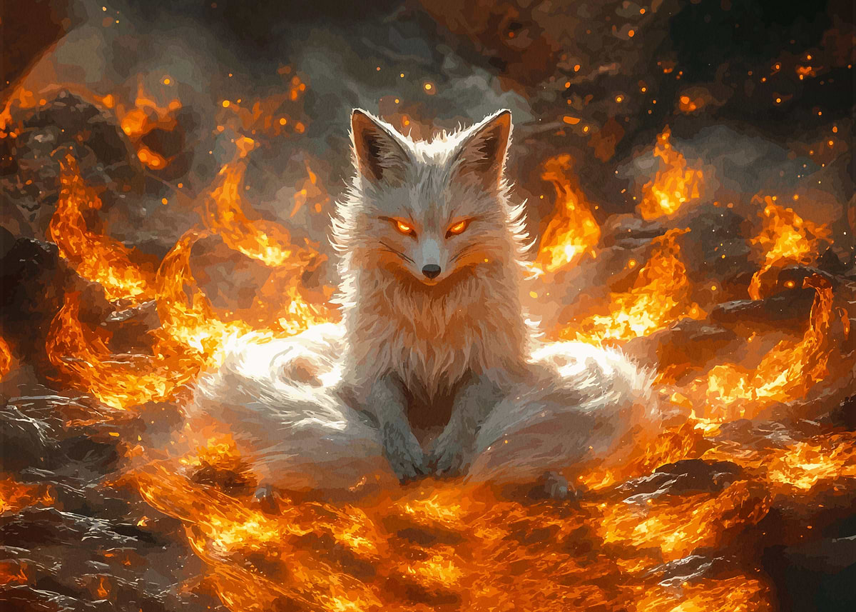 Fire Fox' Poster, picture, metal print, paint by
