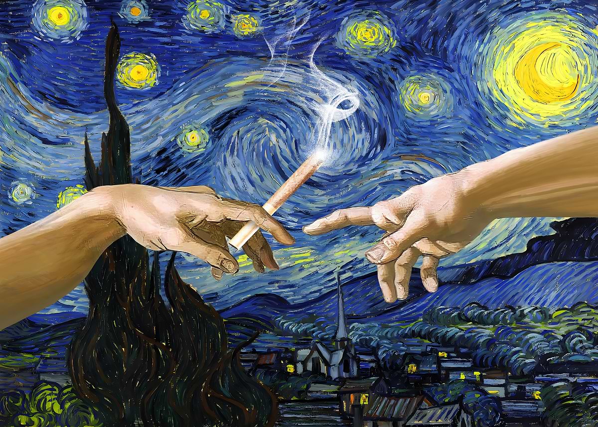 Starry Night pass Joint no judgment' Poster, picture, metal print