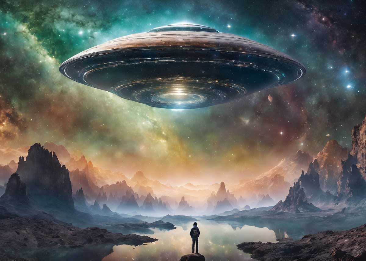 'UFO Over Alien Landscape' Poster, picture, metal print, paint by Alain ...