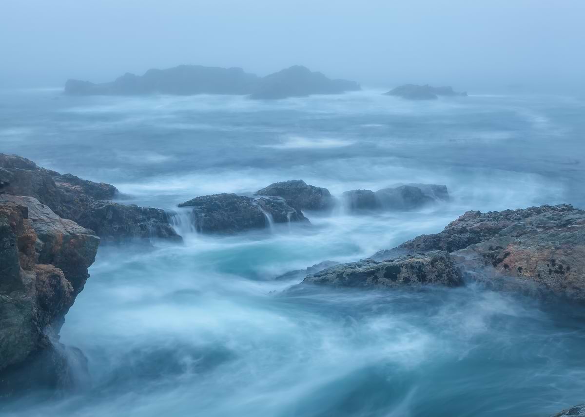 Ocean Mist Rocks 'Misty Ocean Rocks' Poster, picture, metal print, paint by Jonathan ...