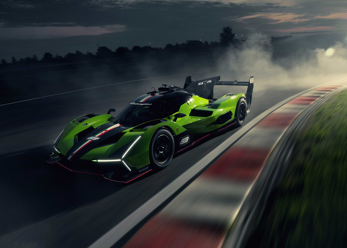 'Green Race Car on Track' Poster, picture, metal print, paint by ...