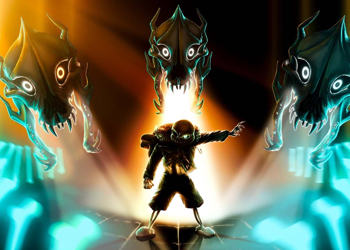 Sans Undertale Battle' Poster, picture, metal print, paint by