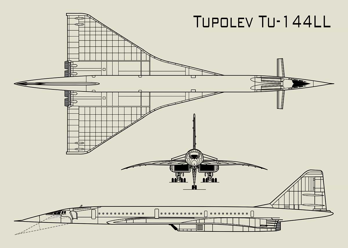 T144 'Tupolev Tu-144LL Supersonic Jet' Poster, picture, metal print, paint ...