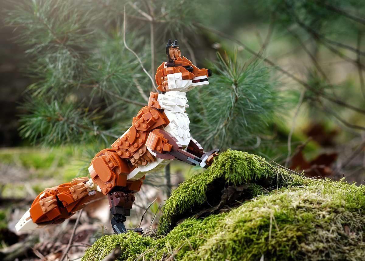 Lego Fox in Forest' Poster, picture, metal print, paint by Ansgar