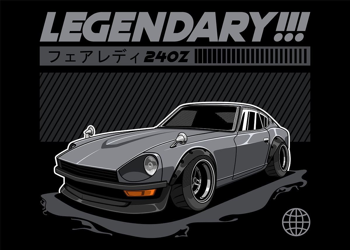 No.1259 Datsun Fairlady 2000 カタログとポスター Nissan Datsun 240Z Fairlady Grey' Poster, picture, metal print