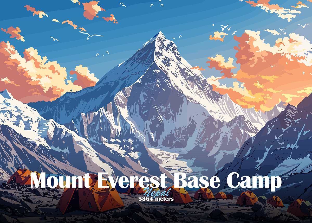 Mount Everest Base Camp' Poster, picture, metal print, paint by