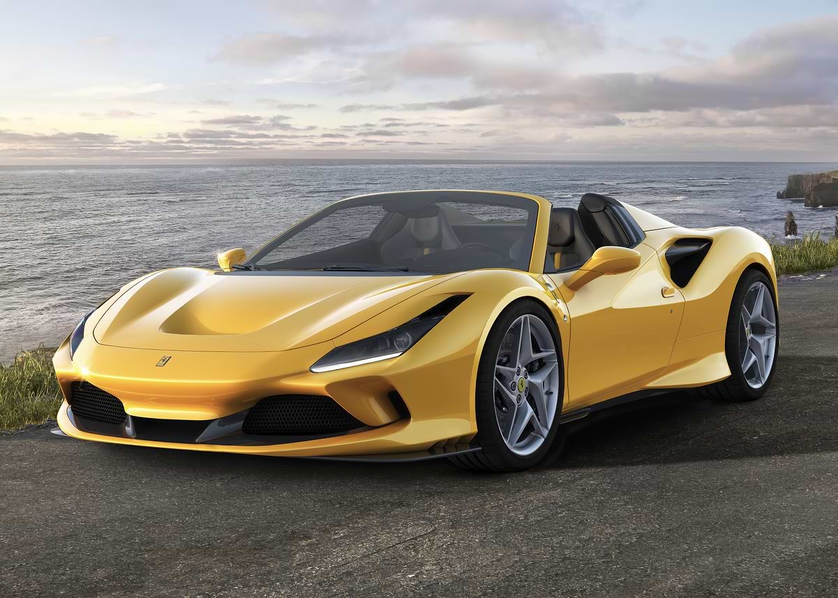 額縁 Displate YellowFerrari Limited Poster Yellow Ferrari Sports Car' Poster, picture, metal print