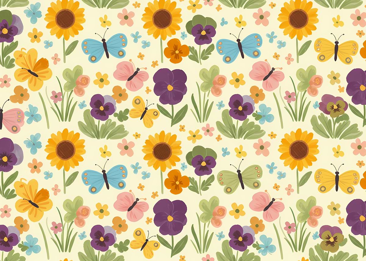 'Floral Butterfly Pattern' Poster, picture, metal print, paint by ...