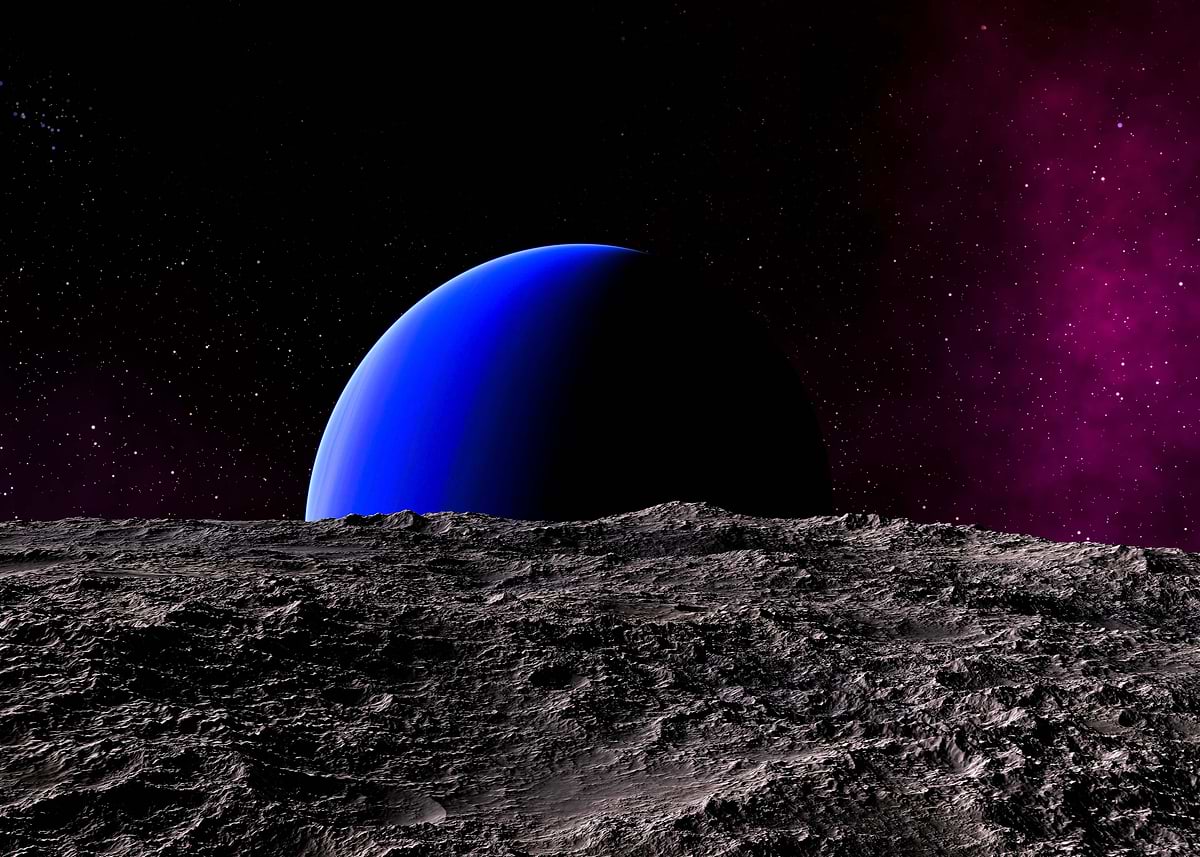 Blue Planet Rising 'Blue Planet Rising Over Rocky Surface' Poster, picture, metal print ...
