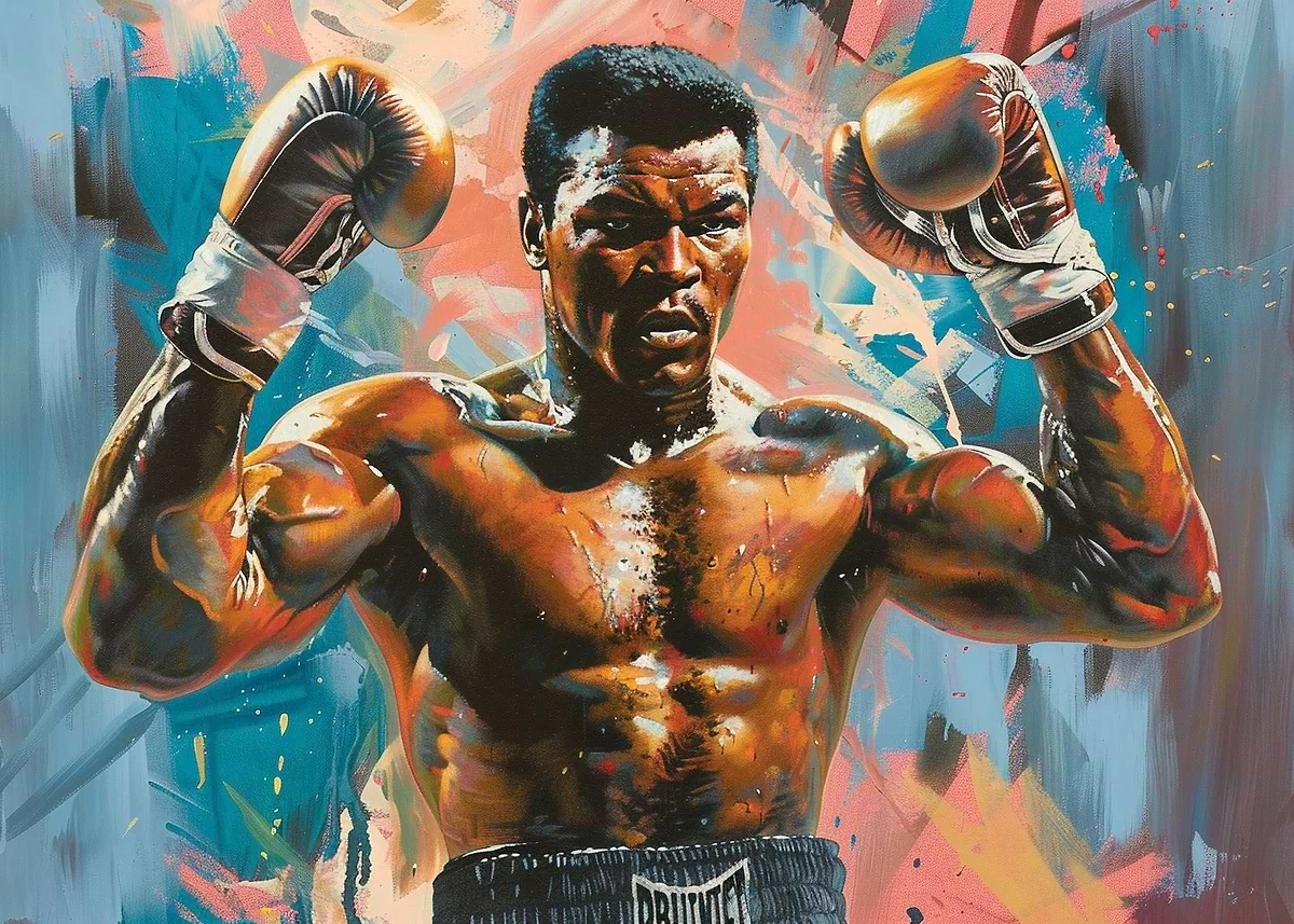 'Powerful Boxer Portrait ' Poster, picture, metal print, paint by Oudji ...