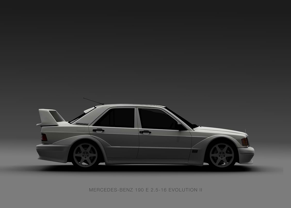 'Mercedes-Benz 190E EVO II - White Landscape' Poster, picture, metal ...