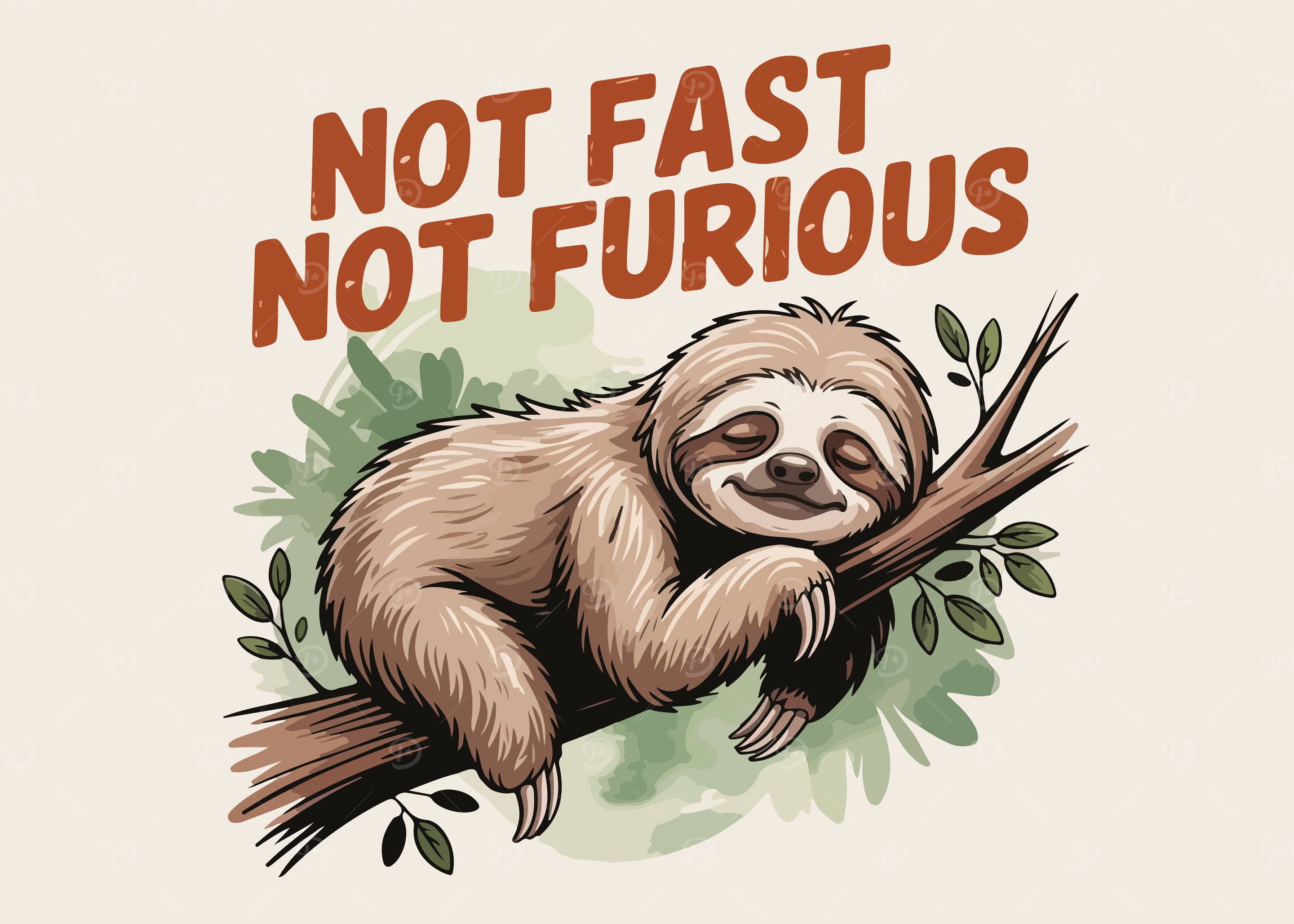 'Not Fast Not Furious Sloth' Poster, picture, metal print, paint by StonebridgeArt | Displate