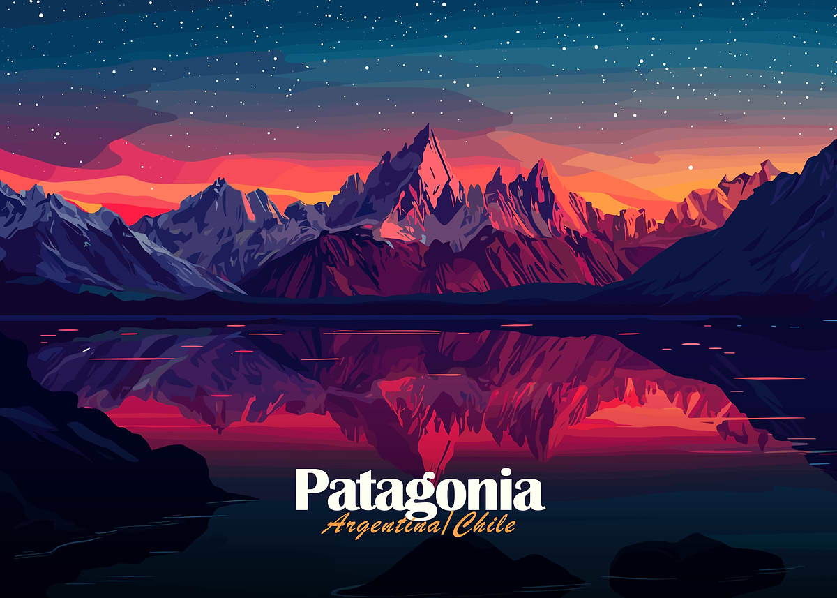 Patagonia Landscape at Sunset' Poster, picture, metal print, paint