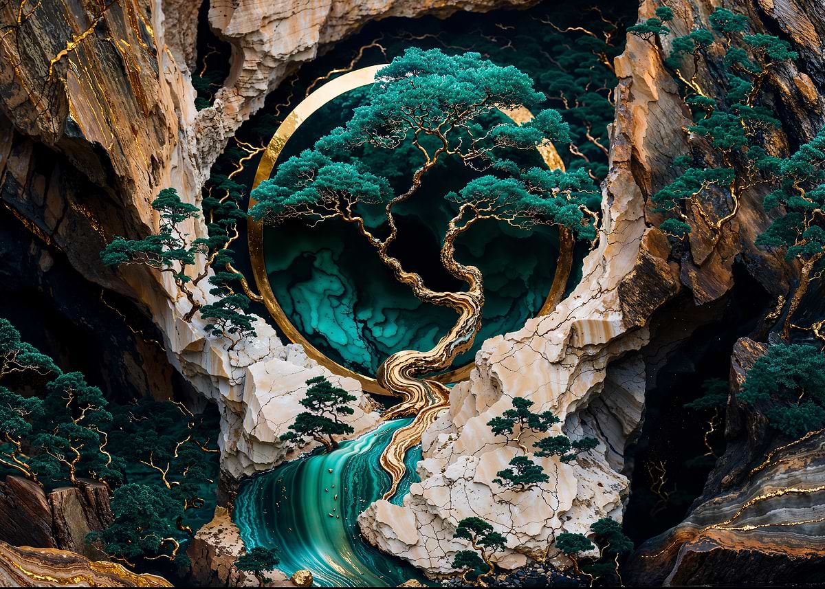 Mountain Tree Landscape Art