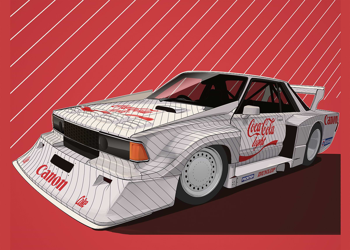 Retro Racing Car with Coca-Cola Livery' Poster, picture, metal