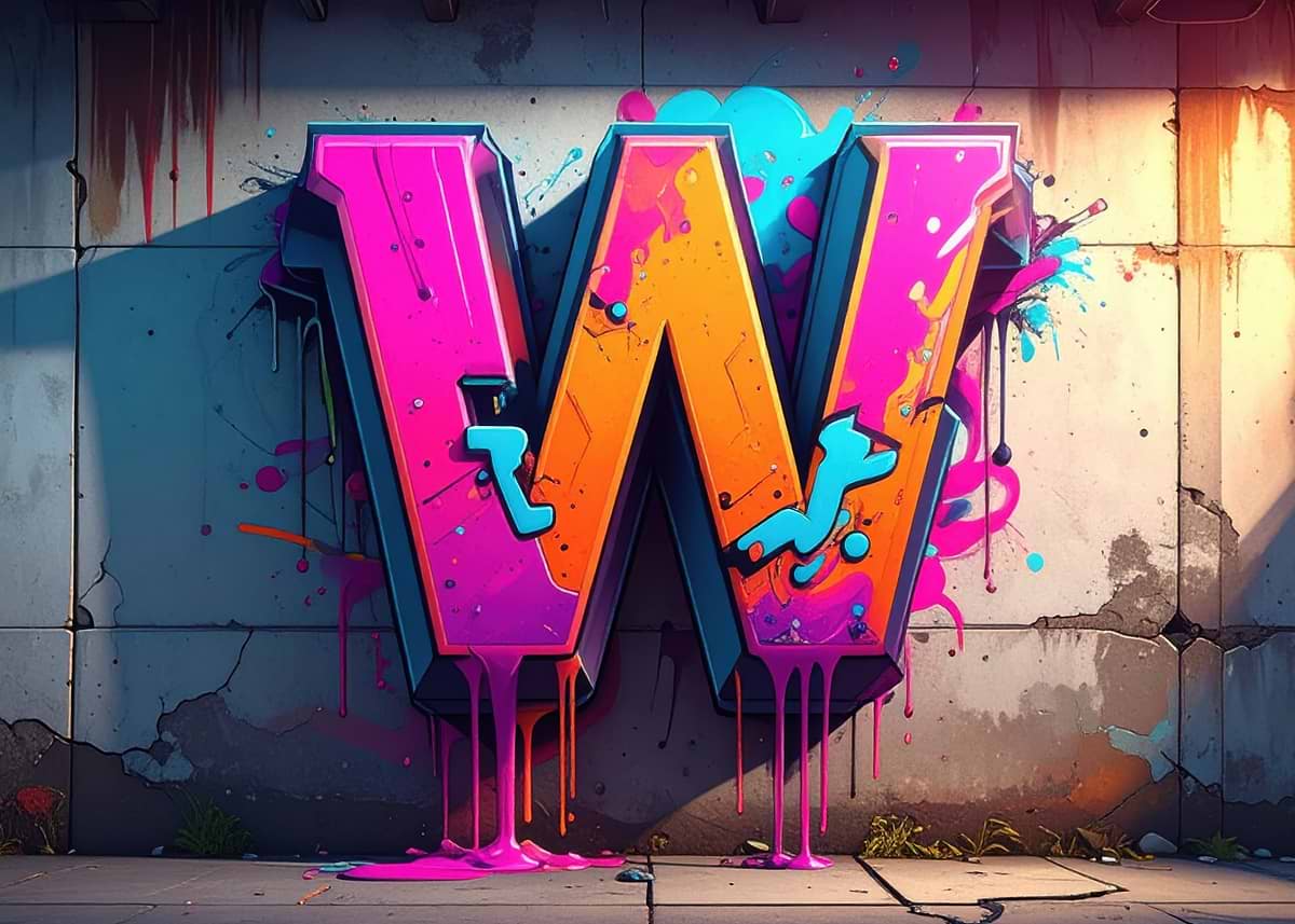'Graffiti Letter W on Concrete Wall' Poster, picture, metal print ...
