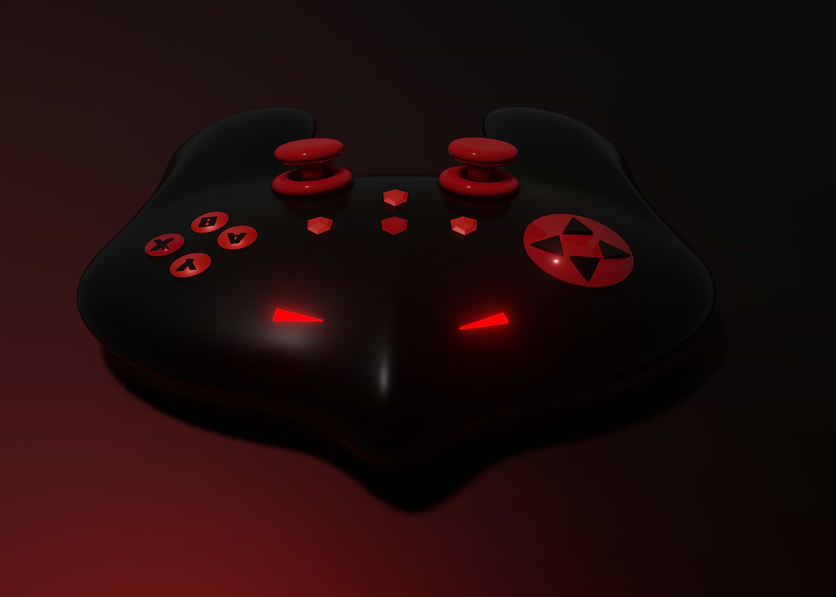 Ide Controller Red 'Black and Red Game Controller' Poster, picture, metal print, paint by ...