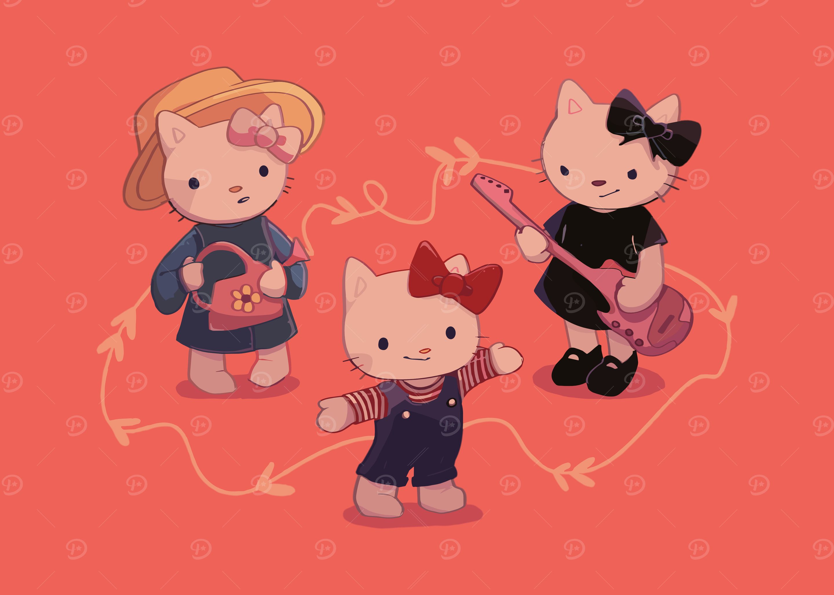 'Hello Kitty Trio' Poster, picture, metal print, paint by kick chick ...