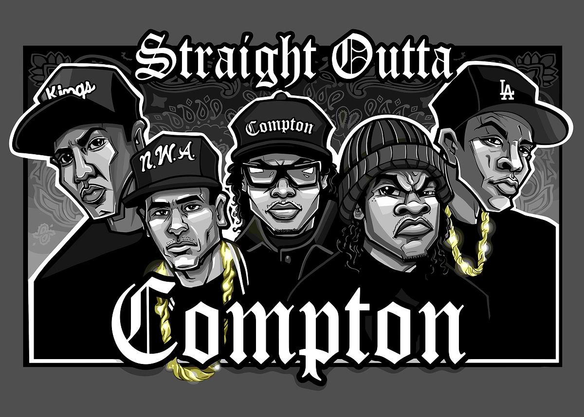 Straight Outta Compton N.W.A. Illustration' Poster, picture, metal