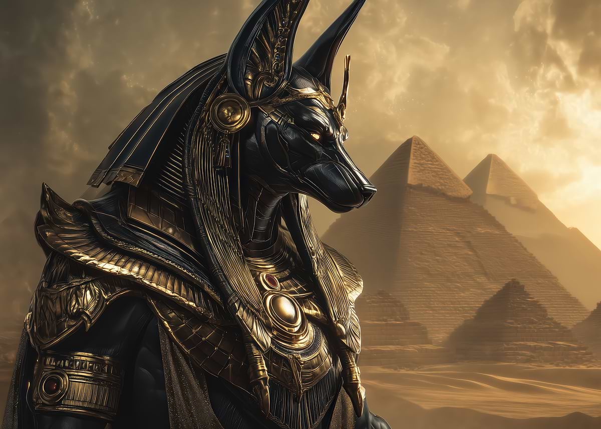Anubis in Egypt' Poster, picture, metal print, paint by Ilyrin