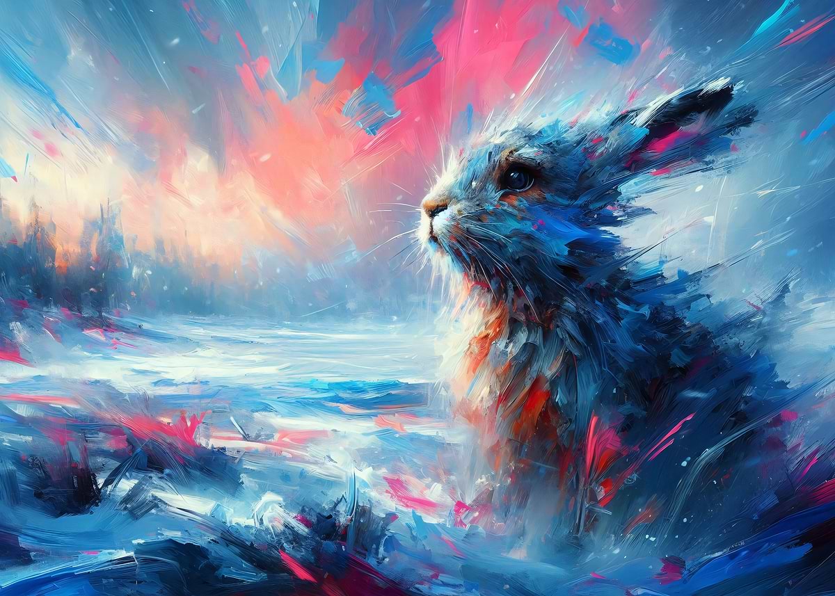 Time Rabbit Landscape Photo 'Abstract Rabbit in Winter Landscape' Poster, picture, metal print ...