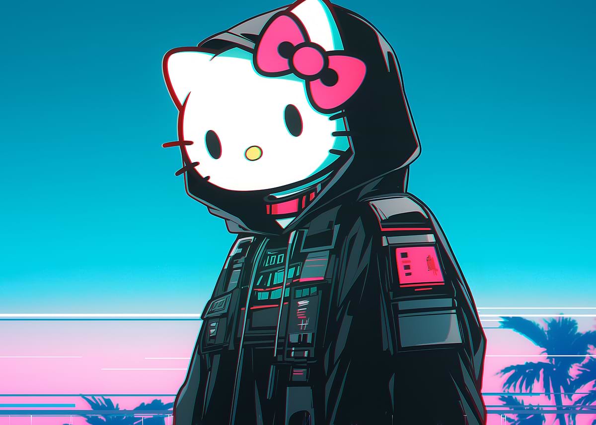 'Hello Kitty Cyberpunk' Poster, picture, metal print, paint by Piadud ...
