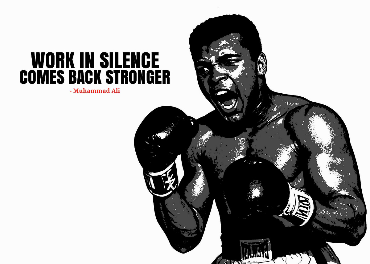 'Muhammad Ali: Work in Silence' Poster, picture, metal print, paint by ...
