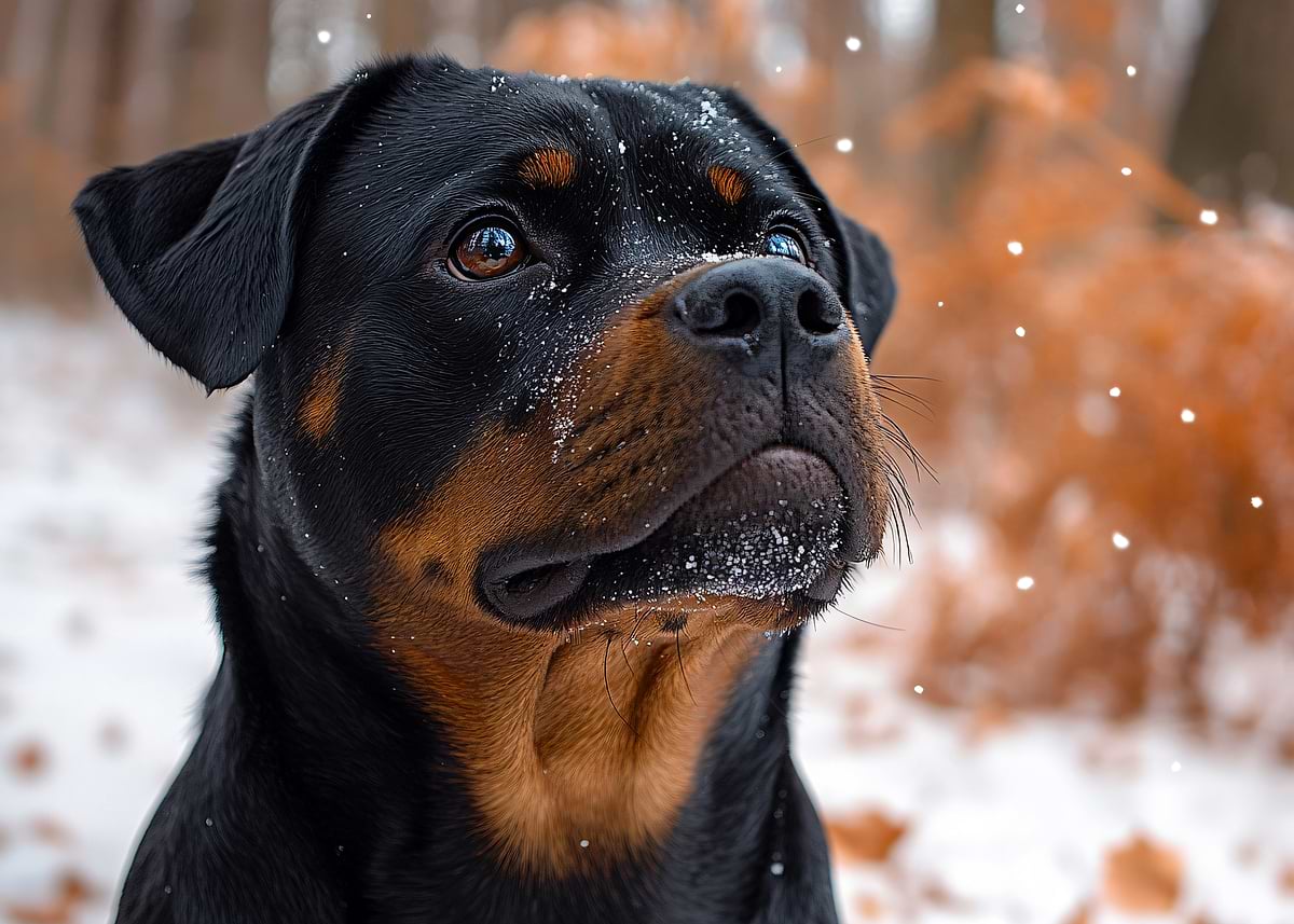 'Rottweiler in Winter' Poster, picture, metal print, paint by maria ...