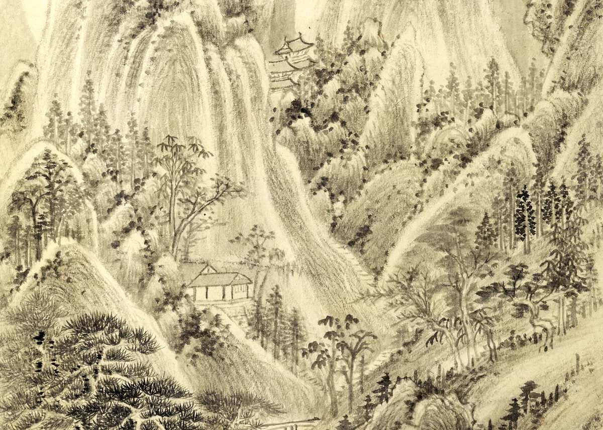 Chinese Trees Landscape Painting Wang Shimin' Poster, picture