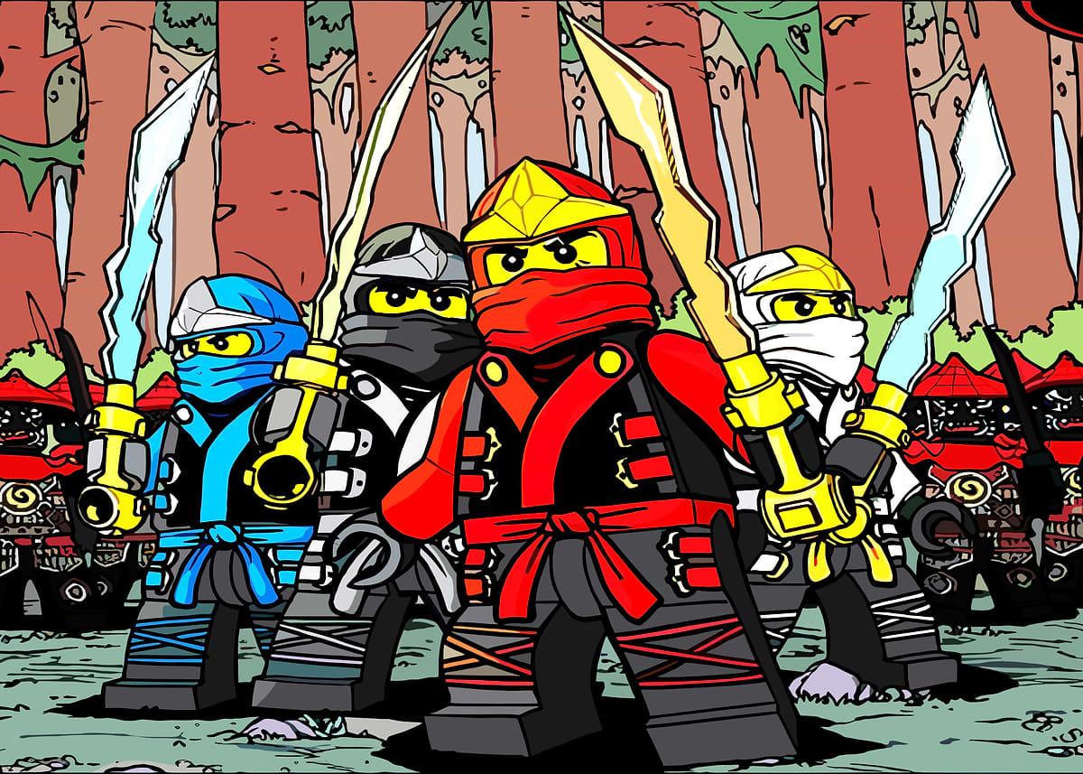 Lego Ninjago Team in Forest' Poster, picture, metal print, paint