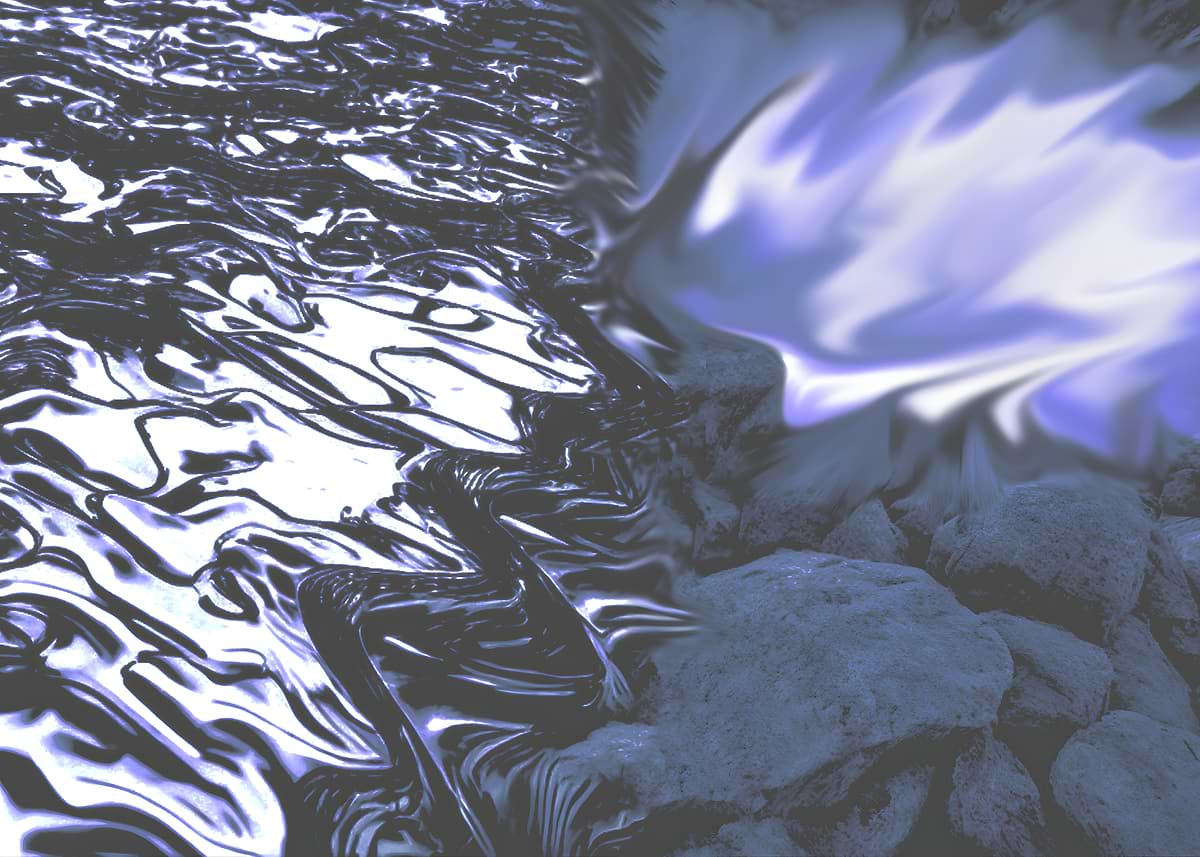 'Abstract Blue Water and Rocks' Poster, picture, metal print, paint by ...