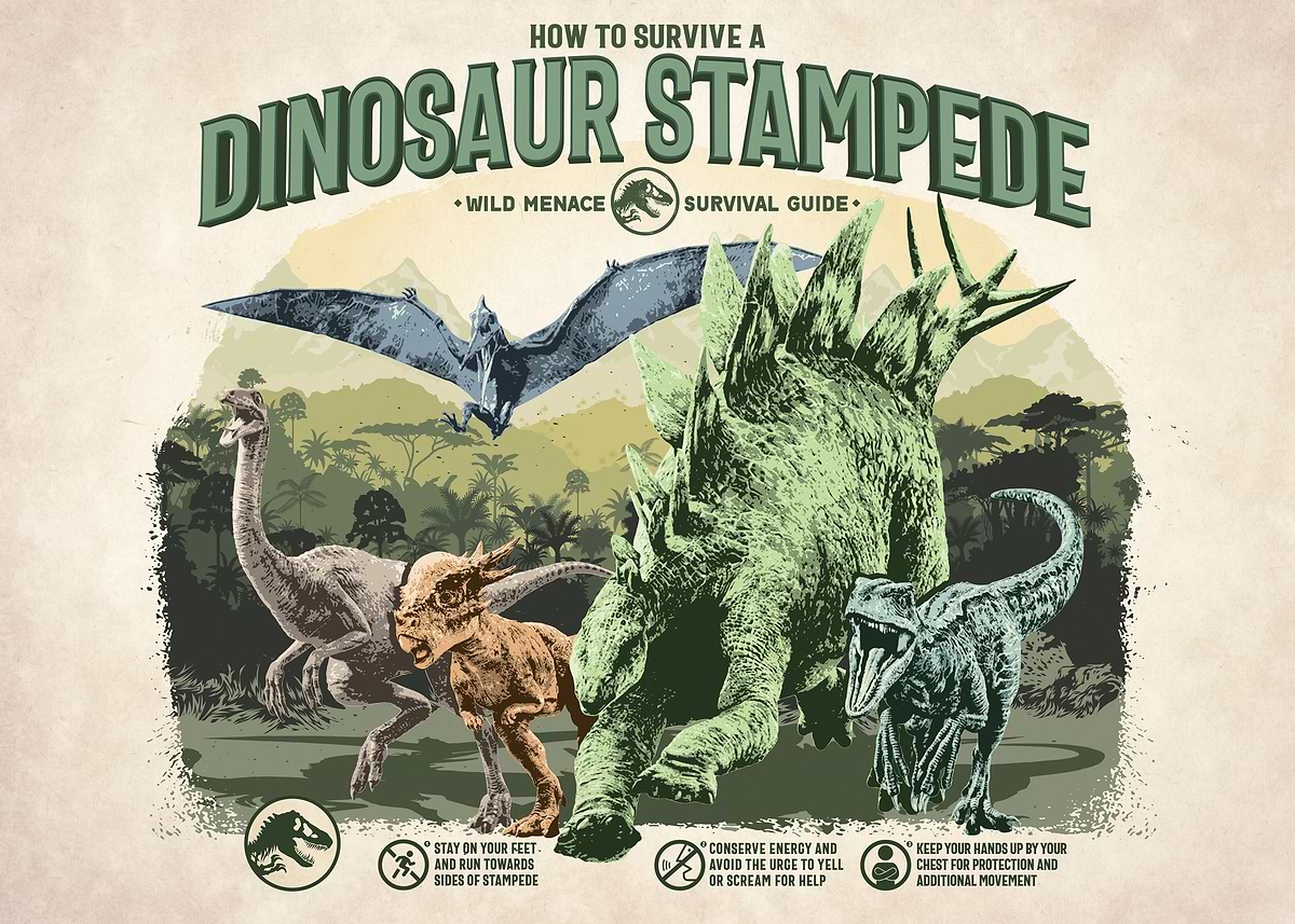 Dinosaur Stampede' Poster, picture, metal print, paint by Jurassic