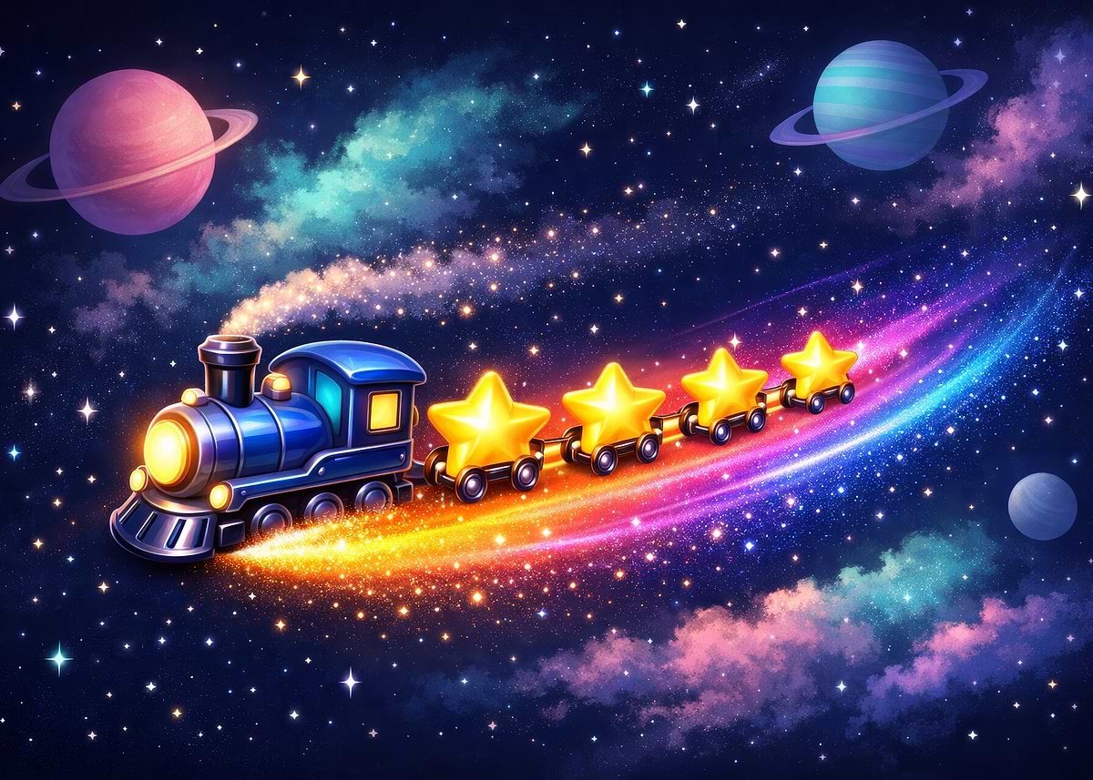 'Star Train in Space' Poster, picture, metal print, paint by BINEDITS ...