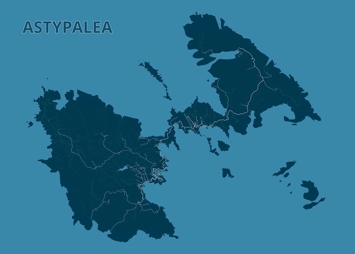 'Astypalea Island Map' Poster, picture, metal print, paint by Sam Kal ...