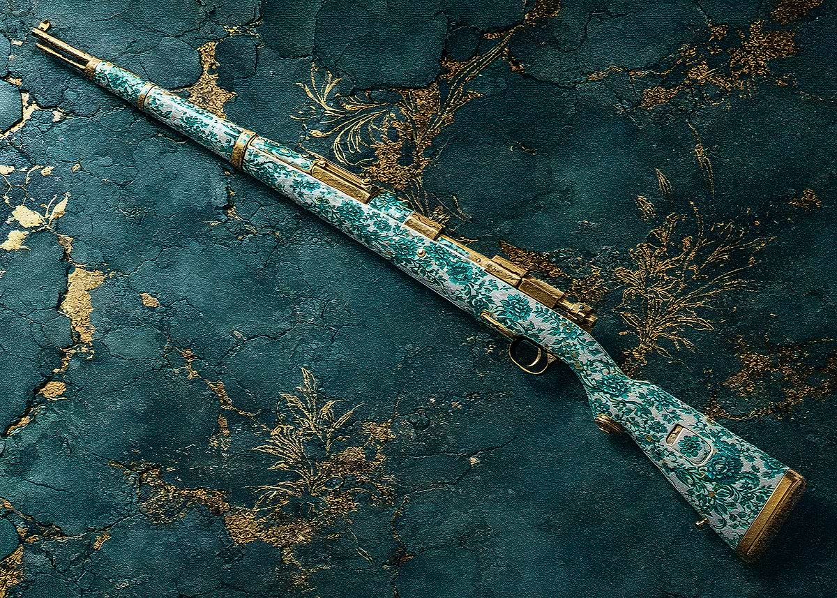 Colorful Rifle 'Ornate Rifle on Textured Background' Poster, picture, metal print ...