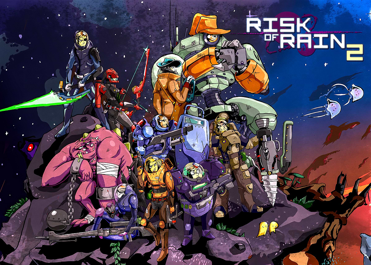 Metal Risk Characters 'Risk of Rain 2 Characters and Logo' Poster, picture, metal print ...