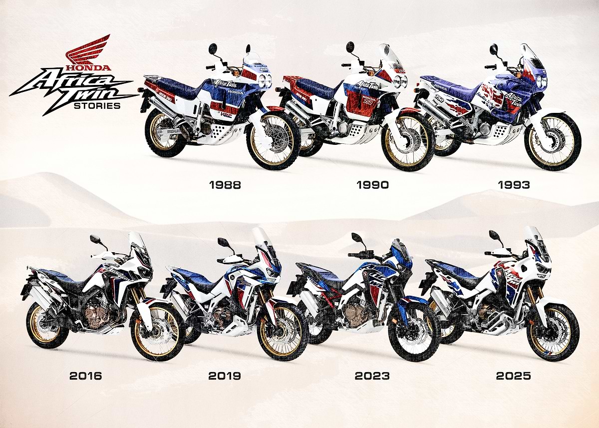 Honda Africa Twin Motorcycle Evolution' Poster, picture, metal