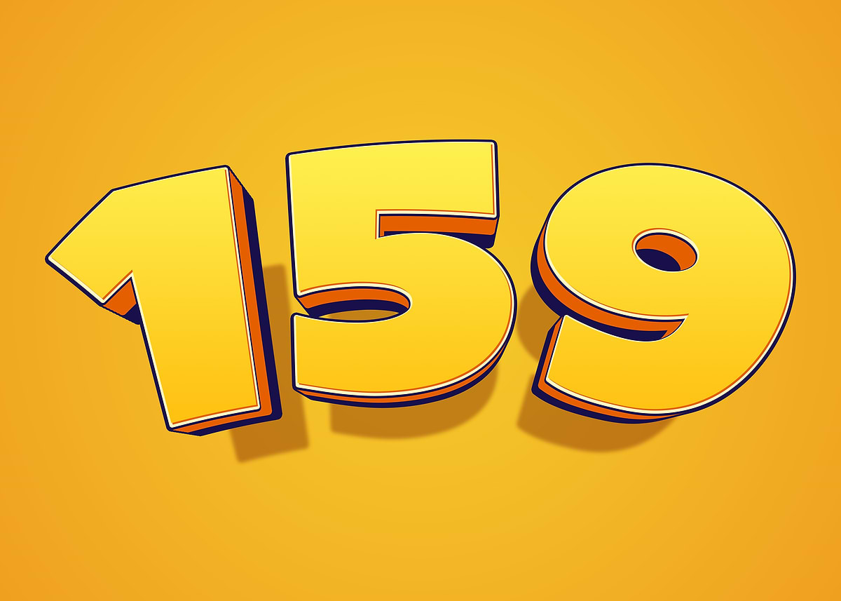 'Number 159 in 3D Yellow Font' Poster, picture, metal print, paint by ...