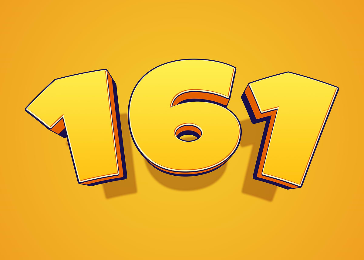 'Number 167 in 3D Yellow Font' Poster, picture, metal print, paint by ...