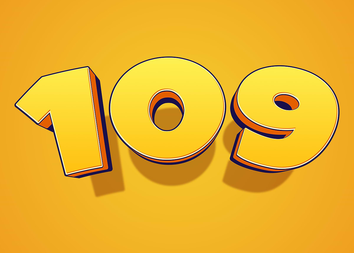 'Number 109 in 3D Yellow' Poster, picture, metal print, paint by Ran ...