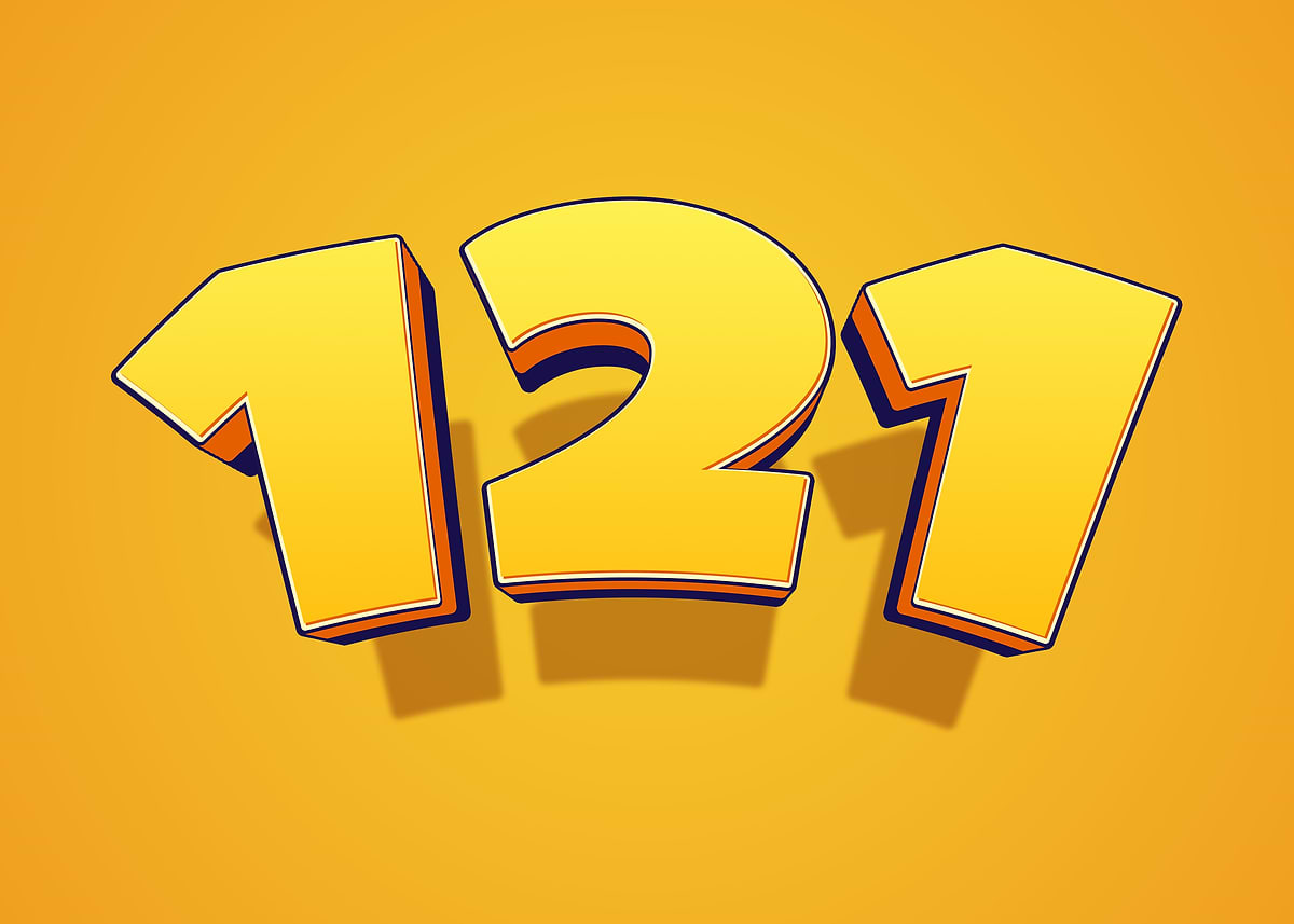 'Bold Yellow Numbers 127' Poster, picture, metal print, paint by hiken ...
