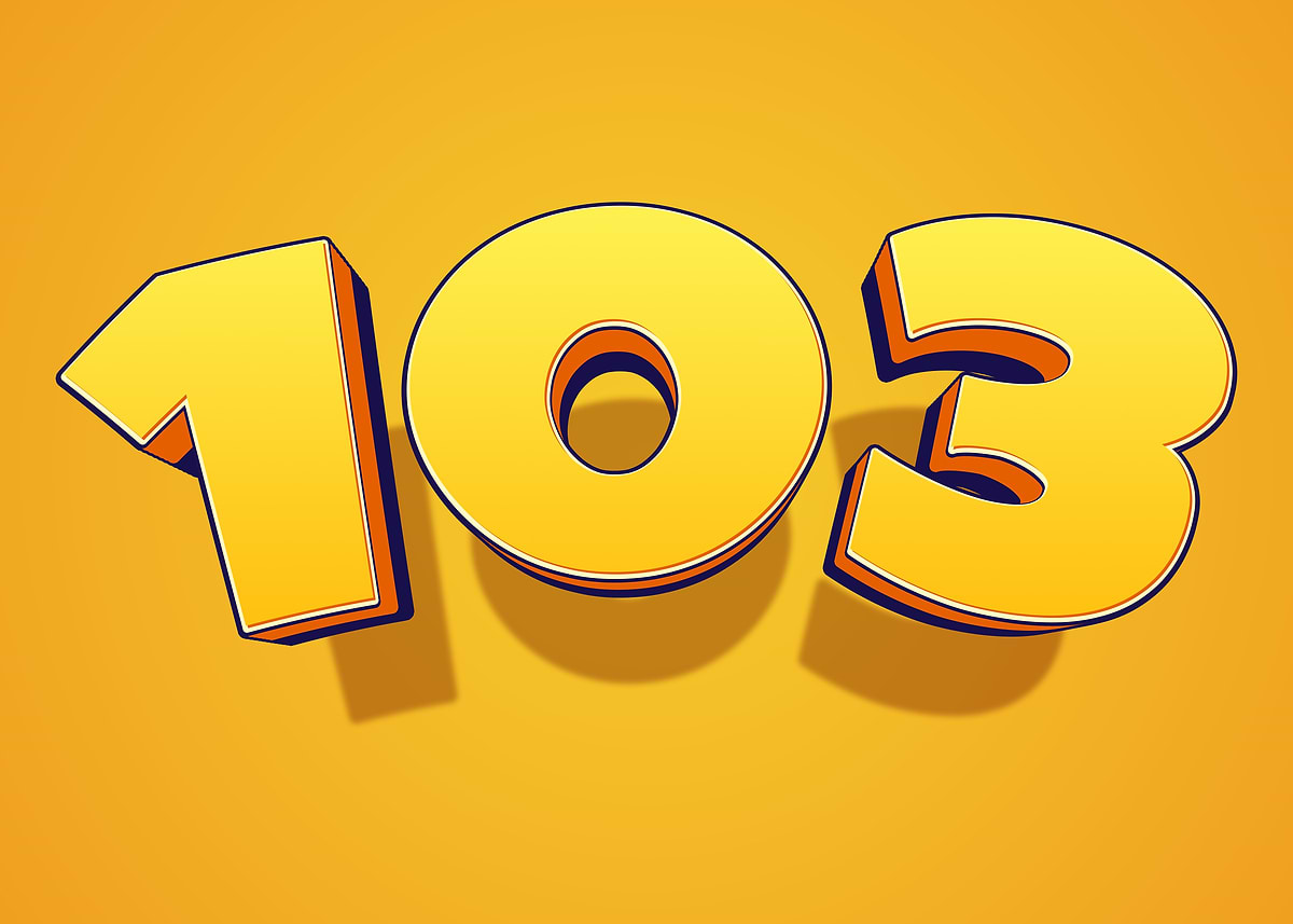 'Yellow 3D Number 103' Poster, picture, metal print, paint by Ran Zty ...