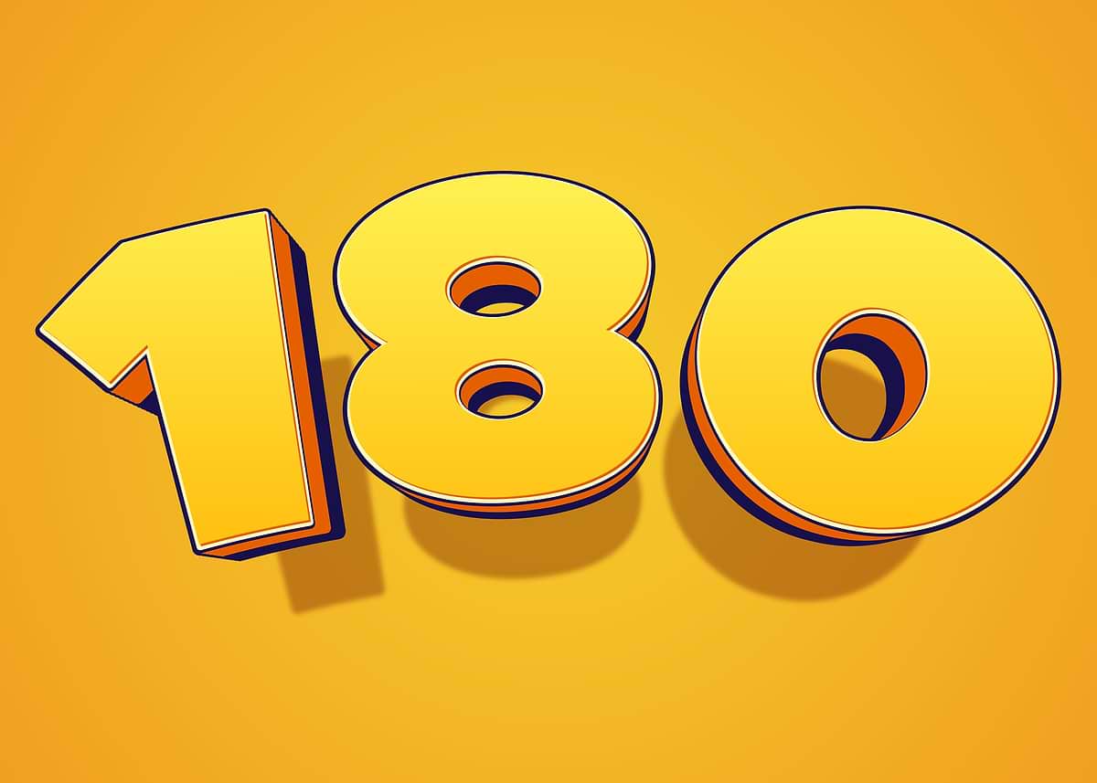 180 Printable Numbers 'Yellow 3D Number 180' Poster, picture, metal print, paint by hiken ...